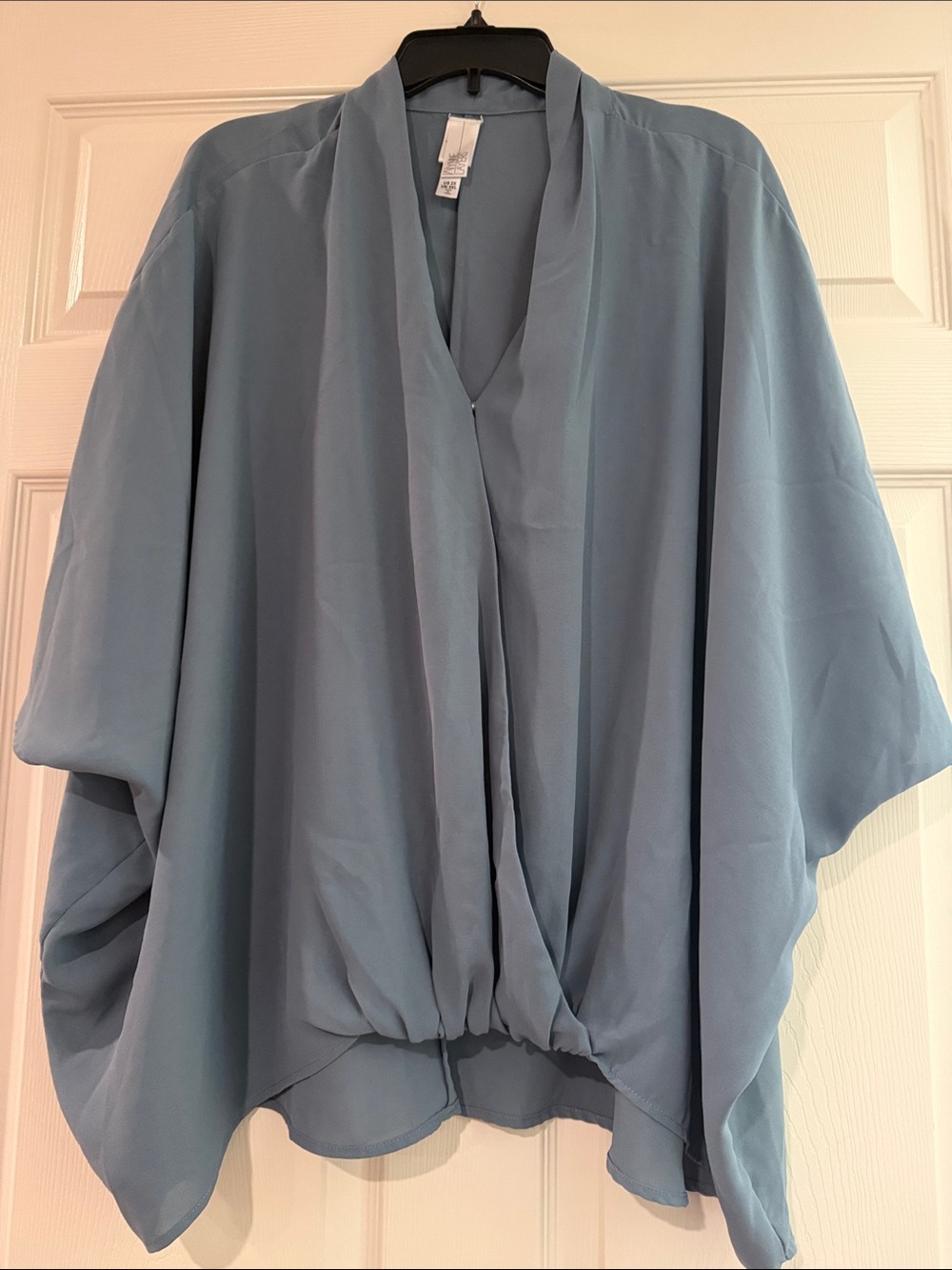 Light Blue Draped Kimono Sleeve Top
